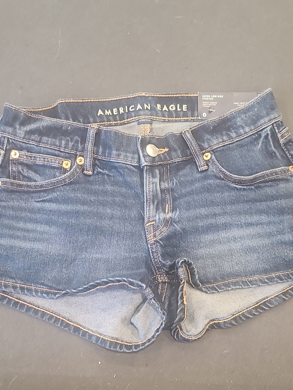 NWT American Eagle Outfitters Dark Blue Denim Shorts Stretch Sz 0